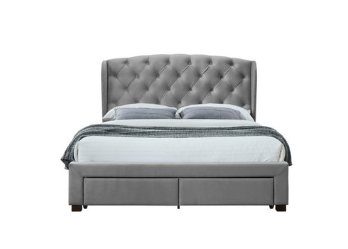 Hope Fabric Bed Grey Velvet